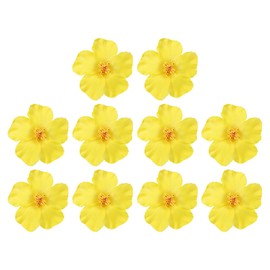 PATIKIL Hawaiian Hibiscus Flowers, 10 Pack Artificial Flowers Hair Clip DIY Foam Hibiscus Flower for Tabletop Decoration Party Favors Supplies, Yellow