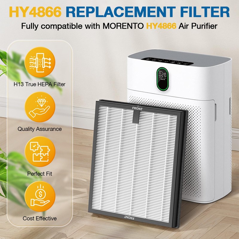 4 Pack HY4866 Replacement Filters for MORENTO/WESTHEY HY4866 Air Purifier