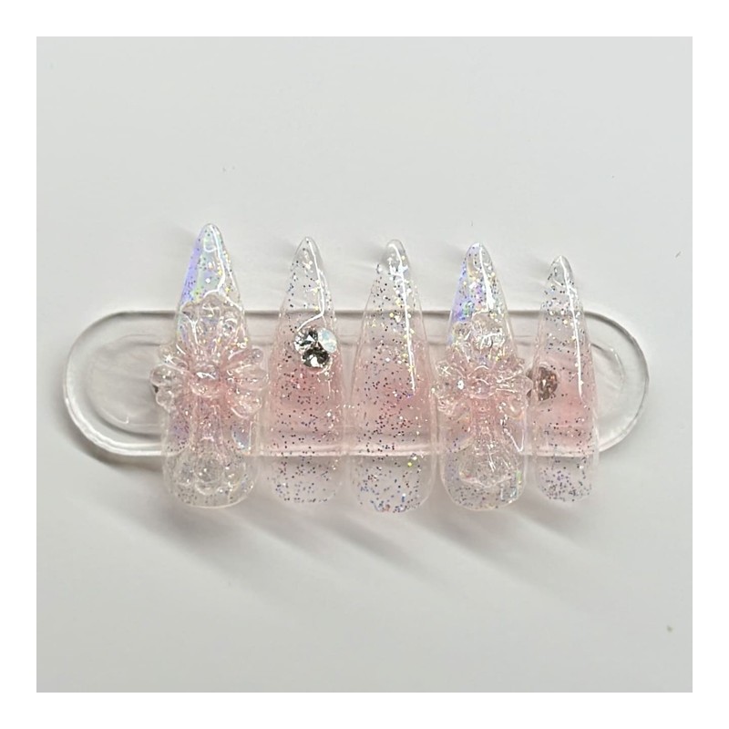 Spotlight Cross Handmade Nail Tips - Short Oval / 스포트라이트
