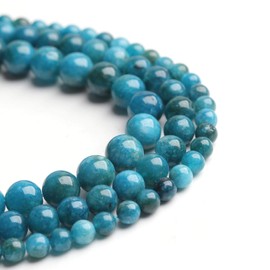 Filluck - Cuentas de piedra natural de apatita azul, 10 mm, pulidas, redondas, suaves, para hacer joyas, 38 cm (apatita azul, 10 mm)