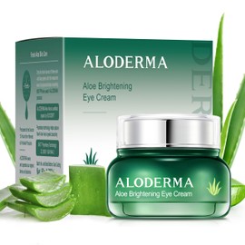 Aloderma Brightening Eye Cream with Organic Aloe Vera - Hydrating Effect for Dark Circles & Puffiness with Caffeine & Sage Oil - Day & Night Eye Care Cream for Puffy Eyes & Fine Lines, 25g/0.9oz