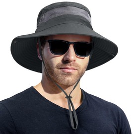 KIRAAT Men's Boonie Sun Hat, UPF 50+ Bucket Shaped Fishing Hat with UV Protection, Suitable for Hiking and Wildlife Parks, darkgray