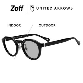 Zoff ZN251G06 Boston Shape Dimmable Sunglasses | Lens Color Changes | UNITED ARROWS Crown Panty Black Rim Unisex UV Protection Stylish Unisex, Black