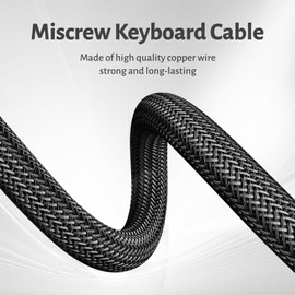 Miscrew Black Coiled Keyboard Cable,Coiled USB C Cable Keyboard,Double-Sleeved Mechanical Keyboard Cable for Win/Mac/Gamers,1.5M Coiled USB C Cable for Computer Keyboard