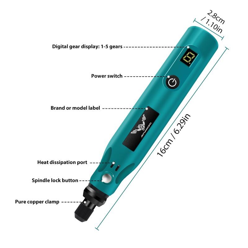 JENABOM Mini Cordless Rotary Tool, USB Charging, 5-Speed Rotary Tool