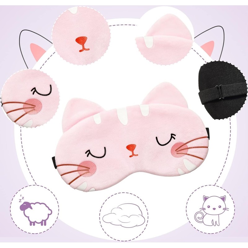 siawadeky Eye Mask, Light Blocking, Set of 5, Cute, Cat