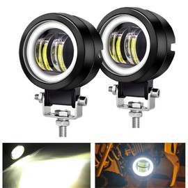 Kairiyard Luces LED de conducción de motocicleta de 3 pulgadas, 60W, 6000K, focos auxiliares con DRL/ojo de ángel para todoterreno, 6000 lm, luz de trabajo antiniebla LED para motocicleta, camión, SUV, UTV, tractor ATV, 2 unidades