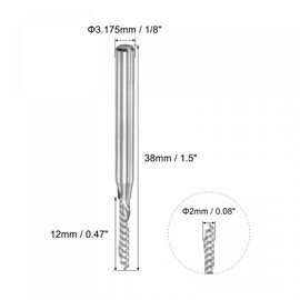 sourcing map End Mill CNC Router Bit, 1/8" 3.175mm Shank 2mm x 12mm Left Hand Carbide Single Flute Spiral Upcut Milling Cutter for Carving Acrylic PVC MDF Hardwood, 2pcs