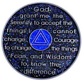 Simply Minimal AA 41-Year Shiny Fancy Glitter Recovery Medallion, Alcoholics Anonymous Recover