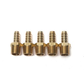 LTWFITTING Brass Barbed Fitting Coupler/Connector 3/8" Male BSPT x 3/8"(10mm) Hose Barb Fuel Gas Water (Pack of 5)