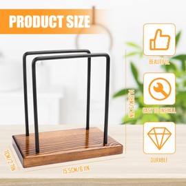 AKONE Metal Napkin Holder, Wooden Napkin Holder, Napkin Dispenser for Table, Wooden Napkin Stand, Napkin Holder, Napkin Holder for Worktop, Table Decorations, Kitchen Accessories
