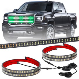 XRIDONSEN 2PCS 30 inch Green White Grill Emergency Lights Strip 360 LED Truck Tailgate/Rear window/Grill Strobe Lights Warning Hazard Safety Caution Lights for Tow Plow Trucks Firefighter Vehicles POV