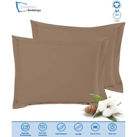 Comfort Beddings Premium Quality Pillowcovers 100% Cotton Blend Square Pillow Cases Pack Of 2 - Taupe (Continental/Square Size 65 x 65 CM)