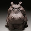Hippo Figurine Purple Clay Ceramic Tea Pet Sculpture Hippo Statue
