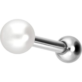 PIERCINGLINE Titanium Ear Piercing with Internal Thread Synthetic Pearl Piercing Ear Helix Tragus Lobe Choice of Colours and Sizes, Titanium