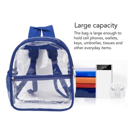 RiToEasysports Mochila Transparente de PVC, Mochila Transparente de Alta Capacidad con Diseño de Cremallera de PVC Portátil para la Escuela (Azul)