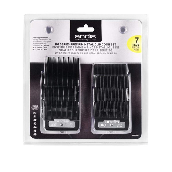 Andis BG Premium Metal Clip Comb Guide Set for Detachable Blade Clipper #33640
