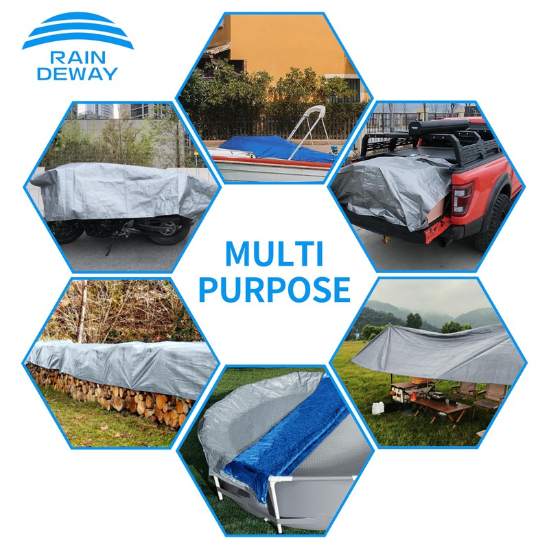 RAINDEWAY Tarps 9x9 Feet, 5.5 Mil - Multipurpose Waterproof Poly