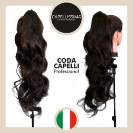 Haarteil, Pferdeschwanz, gewellt, Dunkelbraun, natürlicher Effekt, gewellt, einfache Anwendung mit Clip, lockiges Haar, 70 cm