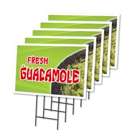 Guacamole 5 Pack of 18" x 24" Yard Sign & Stake | Advertise Your Business | Stake Included Image On Both Sides | Made in The USA