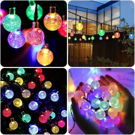 LED String Lights 23ft 50 LED Solar Powered String Lights with 8 Modes Waterproof Globe Starry Fairy Lights for Christmas Outdoor Indoor Bedroom Garden Xmas Party Decoration