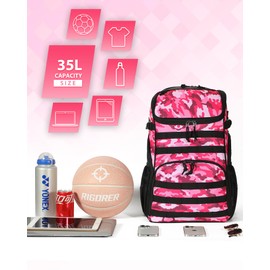 TRAILKICKER Basketball Backpack Camo Sports Backpack with Ball Compartment Fit Soccer Football Volleyball Training Equipment Bag for Team School Gym