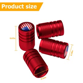 Mandark 4PCS Car Tire Valve Stem Caps, American Flag Patriotic Automotive Wheel Valve Cover, Aluminum Waterproof Leakproof Exterior Decor Accessories for SUVs, Bike, Trucks（Multicolor Flag/Red）