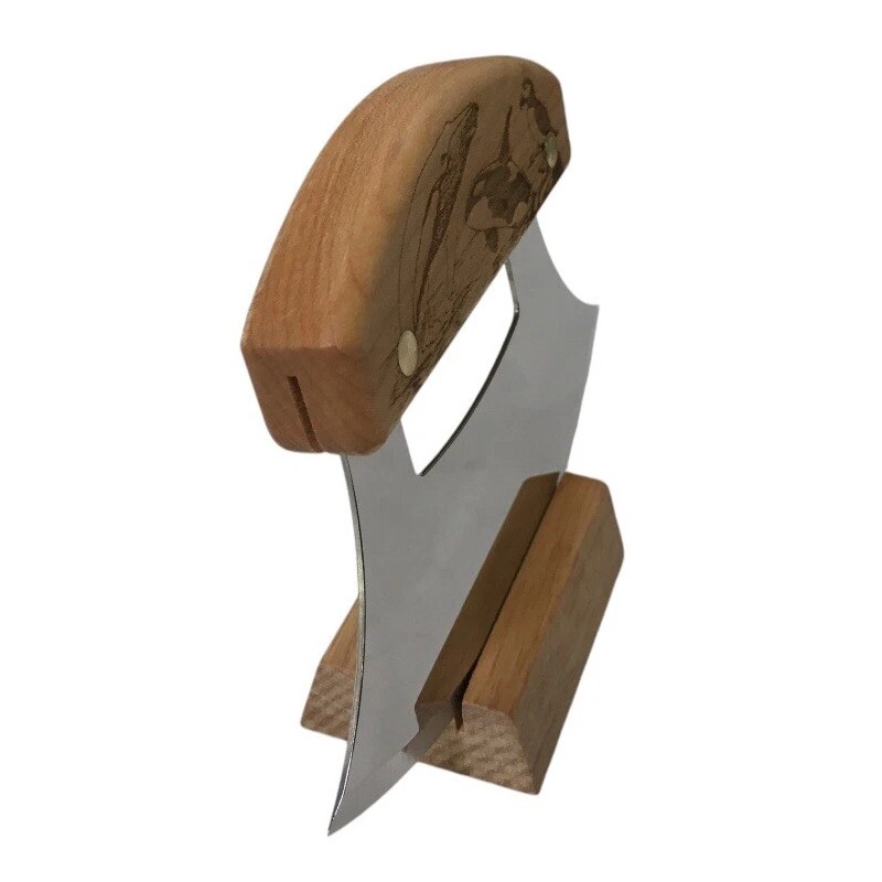 Alaskan Birch Ulu Knife with Bowl 8" set Ocean Collage
