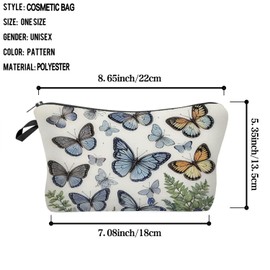 YULUENZE Butterfly Floral Cosmetic Bag Cute Small Aesthetic Makeup Organizer Pouch with Zipper Butterfly Floral Toiletry Makeup Bag Presents for Butterfly Lovers Women