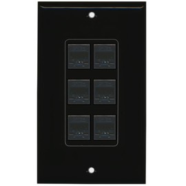RiteAV Decorative 1 Gang 6 Port Cat5e Ethernet Wall Plate - Black/Black