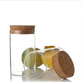 Yaphetss 2Pcs Kitchen Glass Jar With Cork Lid Airtight 300ml/10oz Clear Food Canisters Storage Container Candy Jar for Preserving Storing Coffee Bean Spice Sugar