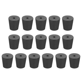 sourcing map Rubber Tapered Plug 18mm to 24mm Solid Test Tubes Bungs Stopper with Hole Black for Lab Home 16 Pieces