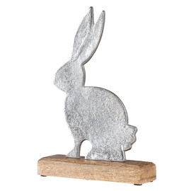 Metal Rabbit Height 26 cm Mango Wood Metal Stand Table Decoration Easter Bunny Figure Metal Decoration Spring Easter Table Decoration