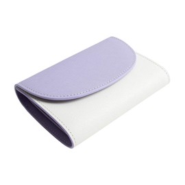 MALTA Women's Bi-fold Wallet, Cowhide Leather, Pastel, Two-tone, Bi-Color Wallet, Box Type, Coin Purse, Card Slot, Small Wallet, Mini Wallet, Flap, Cover, Bifold Compact,, purplewhite