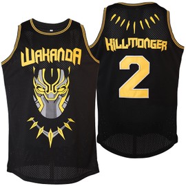 #2 Black Wakanda Killmonger Movie Basketball Jersey Men Black (XX-Large, Black)