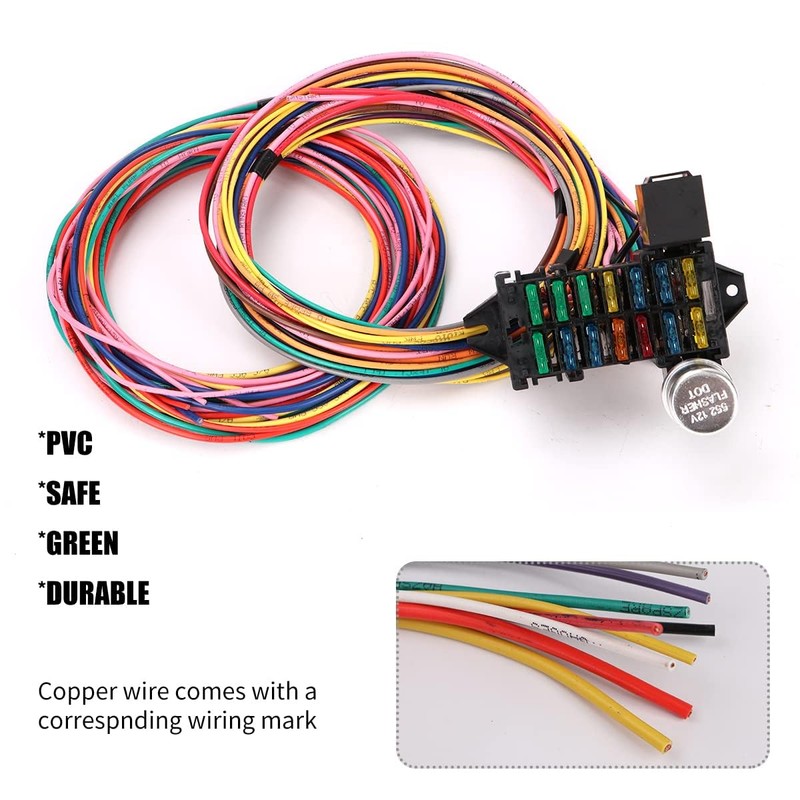 BELZAR 14-Circuit Wiring Harness Kit for Hot Rods & Muscle