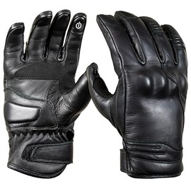 MDM Men's Leather Motorcycle Gloves, Retro Biker Gloves, Chopper, Touchscreen Function, Cowhide Leather, Ankle Protector, Non-Slip Palm