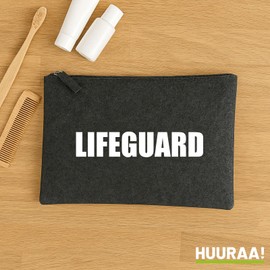 Huuraa Kulturbeutel Lifeguard Schriftzug Geschenk 1 Liter Charcoal Filz Lifeguard Geschenkidee