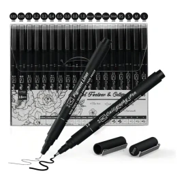 18 Piezas Estilografos, Plumas de Caligrafía Arte Punta Fino, Rotulador de dibujo técnico Bolígrafos para escribir, dibujar o escribir un diario      