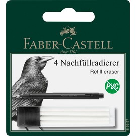 FABER-CASTELL 185697 Replacement Eraser Precision Eraser Pen, 4 Refill Erasers for Eraser Pen
