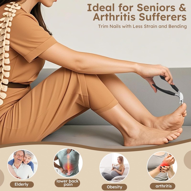 Upgrade Big Long Handled Toenail Clippers for Thick Nails for