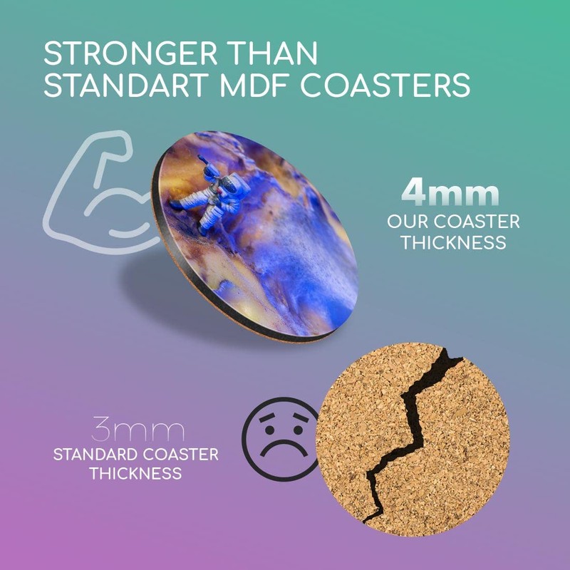 1 x Round Coaster - Mini Astronaut Figure Alien Planet