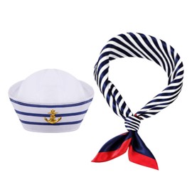 Yacht Captain Hat Sailor Hat and Scarf Set Sailor Hat Boat Cap Navy Rock Costume for Women Men Captains Dressing up