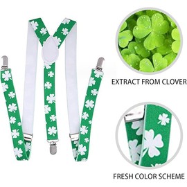 HFMYGS St. Patrick Braces, Patrick's Day Accessories, Shamrock Braces Ideal for Carnival, Theme Parties or St. Patricks Day, Green