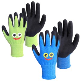 Dream One, 2 Pairs, Kids, 6-9 Years, Work Gloves, Anti-slip, Clam Hunting, Farming, Natural Rubber Foam, Back Removal, Garden Gloves, Gardening, Potato Digging, Outdoor, Multi-purpose, Kids xxs,