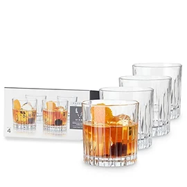 Viski Crystal Double Old Fashioned Glass - European Crafted Rocks Glasses Set of 4 - 12oz Bourbon Glass for Wedding or Anniversary and Special Occasions Gift Ideas