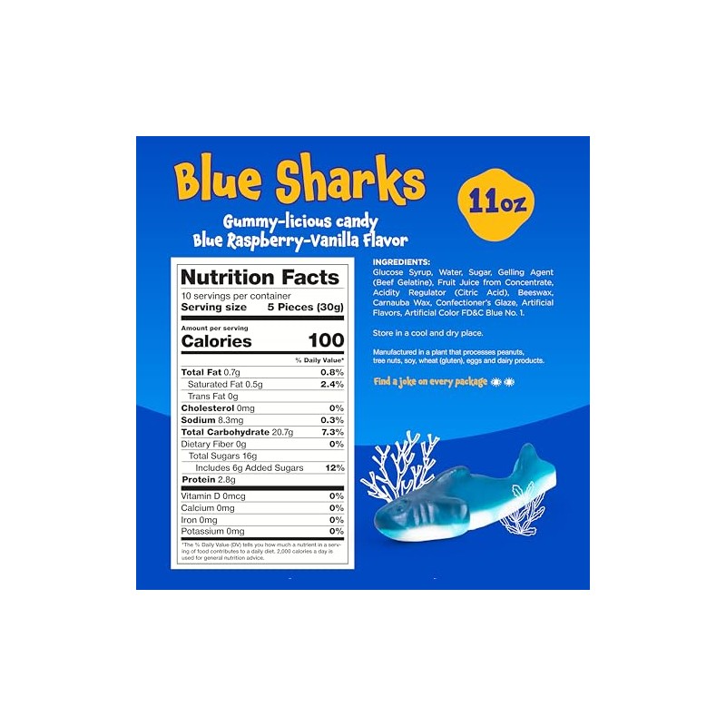 Gummy Sharks - 11 Ounce Pack - Blue Shark Gummies