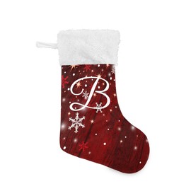 DOMIKING Letter B Large Christmas Stockings 1 Pack 17.1 Inches Fireplace Hanging Stocking Ornaments Xmas Decoration for Pets Kids Baby