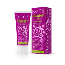 R.O.C.S. Junior Toothpaste - Enamel Whitening Teeth Gum Protection - for Children 6-12 Years Old - Safe to Swallow - Natural, No Fluoride or Sulfate (Berry Mix, Pack of 1) | R.O.C.S.