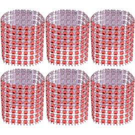 Waycreat 120pcs Red Napkin Rings,Napkin Rings Bulk, Rhinestone Napkin Rings Diamond for Large Events, Table Decorations, Wedding, Party, DIY